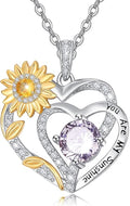 Valentine's Day Gifts for Wife 925 Sterling Silver Double Birthstone Pendant Necklaces I Love You for Always and Forever Necklace Anniversary Birthday Gifts for Wife Girlfriend Mom Her