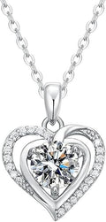 14K Gold 1 Carat Diamond Classic Heart Pendant Necklace for Women, Round Cut D-Color VVS1,A Unique Birthday Gift for Her