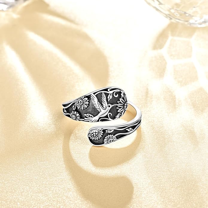 Spoon Ring for Women - Sterling Silver Thumb Vintage Antique Spoon Ring Boho Victorian Jewelry