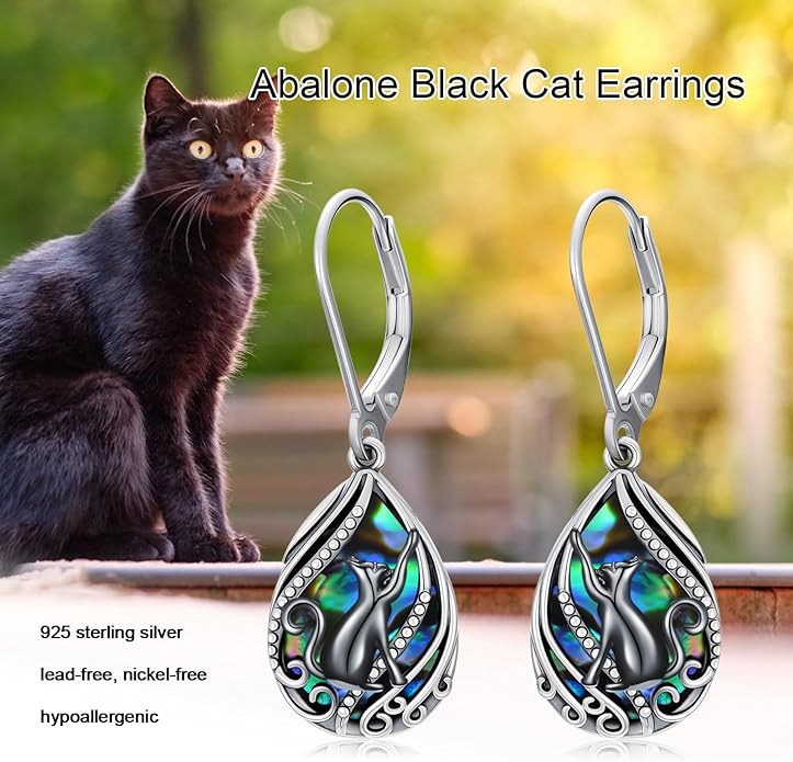 Animal Earrings 925 Sterling Silver Abalone Shell Dangle Drop Earrings Leverback Earrings Cute Animal Jewelry Gifts for Women Girlfriend