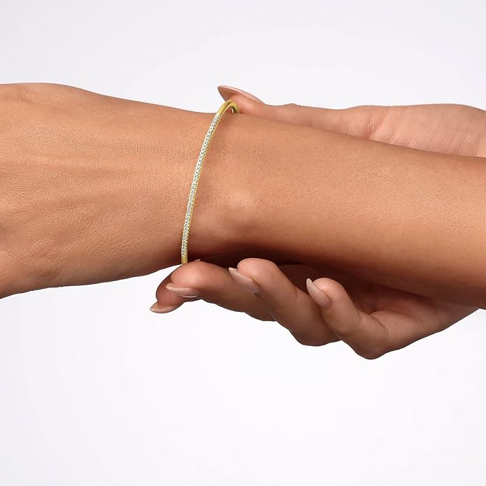 EcoGems Lab Grown Gemstone & Moissanite Bracelets – 14K White or Yellow Gold Plated Sterling Silver – Featuring Lab Grown Diamonds, Emeralds, Paraiba, Sapphire & Pearls – Sustainable Luxury Gift with Gift Box
