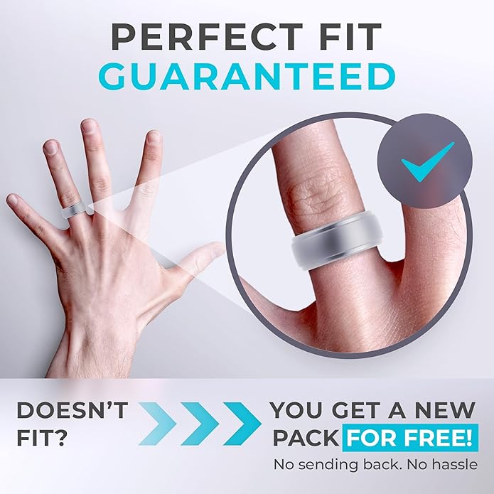 ThunderFit Silicone Rings for Men - 7 Rings / 4 Rings / 1 Ring Step Edge Rubber Wedding Bands 10mm Wide - 2.5mm Thick