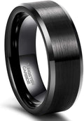 Frank S.Burton 3mm 4mm 6mm 8mm Black/Silver/Rose Gold Tungsten Rings for Women Men Wedding Band Engagement Ring Comfort Fit Beveled Edges Size 4-15
