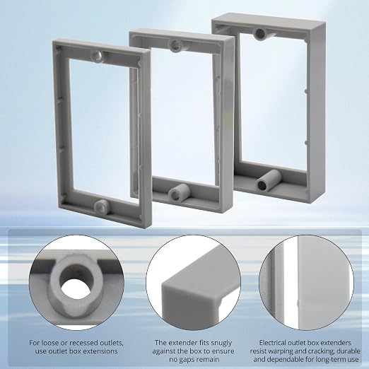 HXH Single Gang Receptacle Outlet Box Extender, 1/4 Inch, 3 Pack | - Image 5