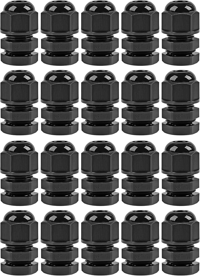XHF 20 Pcs 1/4 Inch IP68 Strain Relief Nylon Cord Grip NPT Cable Glands by XHF