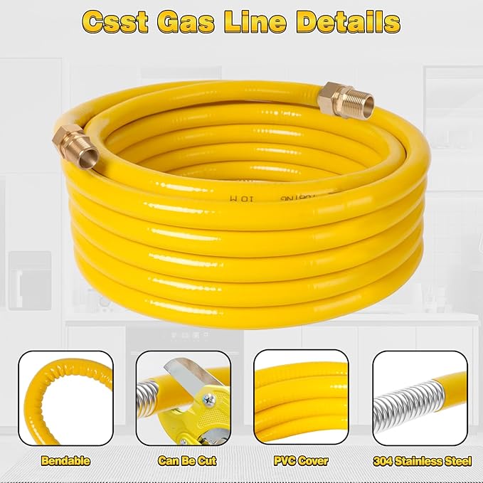 100Ft 1/2" CSST Gas Line, Flexible Stainless Steel Tubing Pipe | Anti-Cracking - Image 4