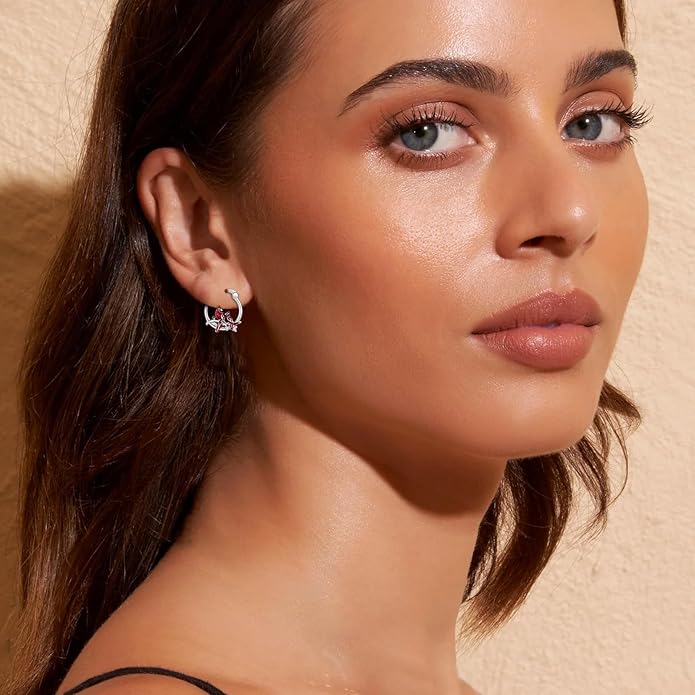 JUSTKIDSTOY Hypoallergenic Panda/Unicorn/Hummingbird/Dolphin Hoop Earrings for Women 925 Sterling Silver Animal Huggie Hoop Earrings Jewelry Gifts for Sensitive Ears