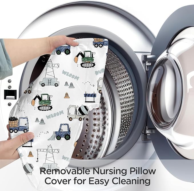 Little Grape Land Nursing Pillow,Upgraded Breast Feeding Pillow for Mom,Breastfeeding & Bottle Feeding for 0–20 Months, Soft Machine Washable Cover with Firm Breathable Filling, Tummy Time,Truck