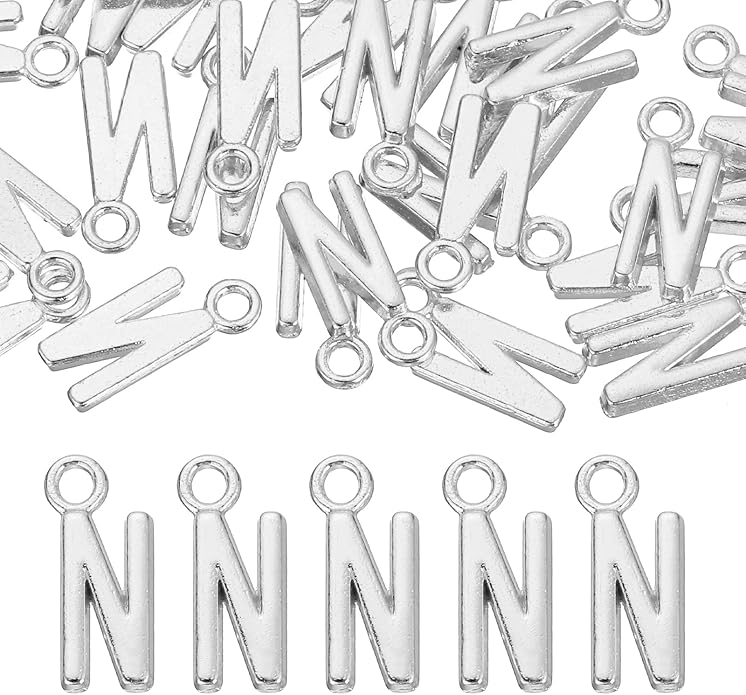 uxcell Letter Charm, Alloy Letter Initial Alphabet Charm for DIY Crafts Jewelry Making Bracelet Earrings Necklace