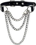 FEOYA Leather Choker Collar For Women Handmade Adjustable Triple-Layer Slip Chain Punk Gothic Chain Collar Necklace
