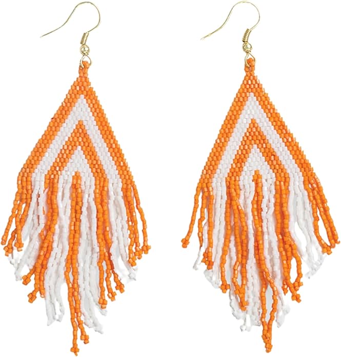 INK+ALLOY Game Day Earrings for Women, Luxe Beaded Fringe Earrings for Football Gameday Outfits, Handmade Jewelry for College Students, Team Gifts, Teachers, Football Moms