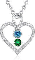 LOUISA SECRET Infinity Double Birthstone Necklace, 925 Sterling Silver Tiny Pendant Heart Necklace for Women Wife Her, Best Jewelry Gift Heart Jewelry Meaningful Gift for Valentine's Day, Christmas, Birthday Anniversary
