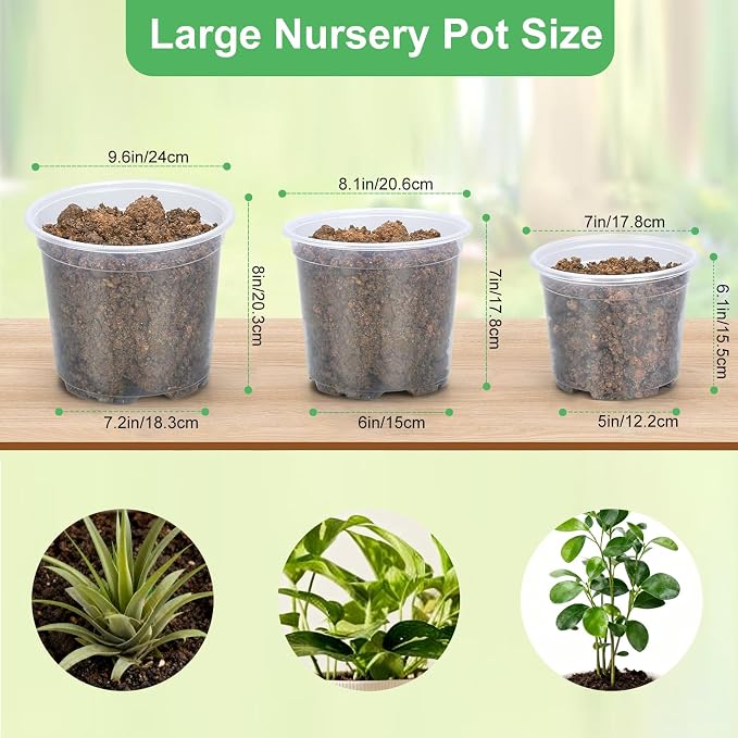45 Pack 7/8/10 Inch Clear Nursery Pots - Image 2