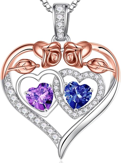 Iefil Valentines Day Gifts for Her - 925 Sterling Silver Rose Heart Necklaces for Women, Anniversary Birthday Gifts for Wife Girlfriend Mom