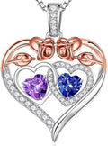 Iefil Valentines Day Gifts for Her - 925 Sterling Silver Rose Heart Necklaces for Women, Anniversary Birthday Gifts for Wife Girlfriend Mom