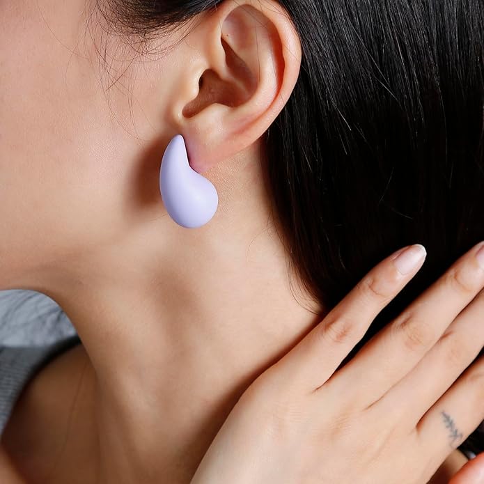 Chunky Acrylic Hoop Earrings, Lightweight Waterdrop Hoops Earrings, Hypoallergenic Trendy Jewelry for Women