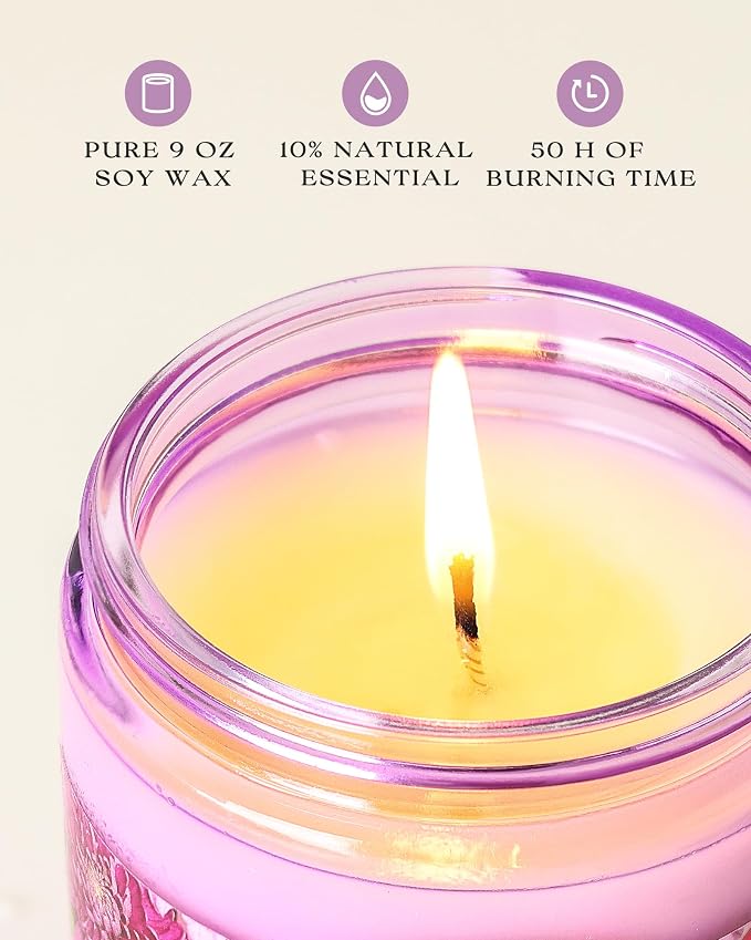 AOOVOO Dreamy Garden Odor Eliminating Candle - 9 oz Soy Candles - Image 3