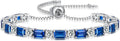 Birthstone Tennis Bracelets for Women White Gold Sterling Silver Gemstone Bracelets Adjustable Chain 6-9 Inchs Jewelry Anniversary Birthday Gifts for Women Mom Wife Her