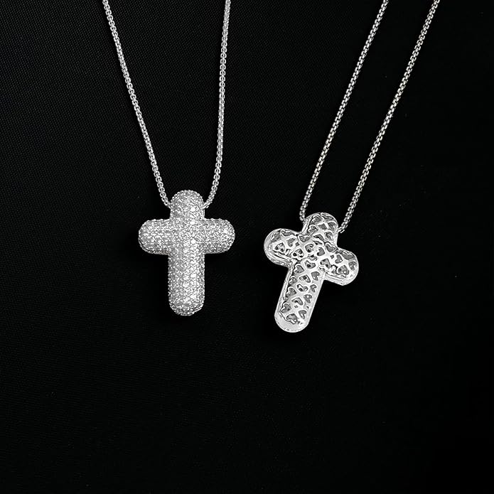 OGD Bubble Cross Necklace for Women 14k Gold Plated Cross Necklace Stackable Dainty Gold Necklace Mariner Chain Necklace CZ Cross Pendant Necklaces Set Simple Jewelry Gift