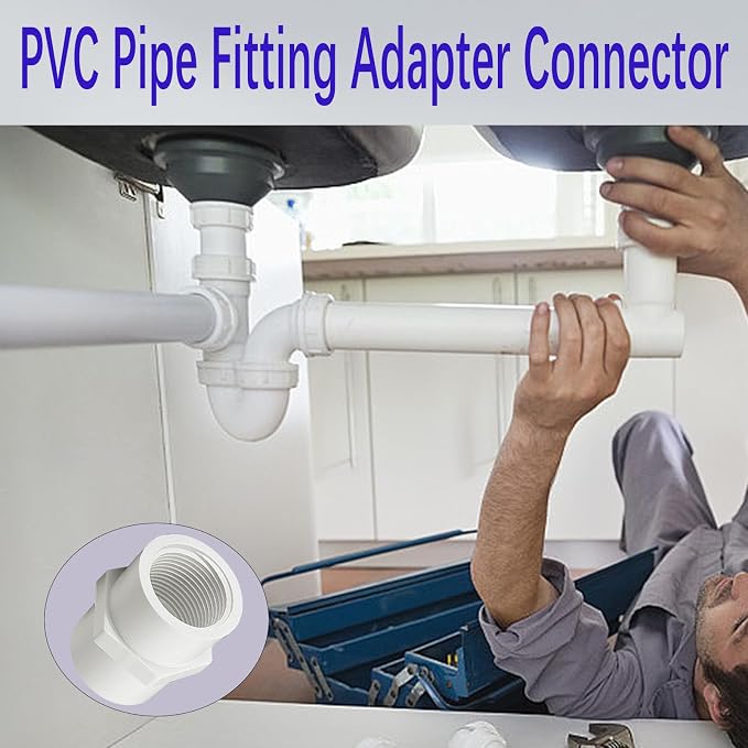 3/4 inch White PVC Pipe Fitting, 10 Pack 3/4 inch NPT Female Thread PVC Pipe - Image 6