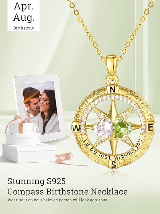 Valentine's Day Gifts for Wife 925 Sterling Silver Double Birthstone Pendant Necklaces I Love You for Always and Forever Necklace Anniversary Birthday Gifts for Wife Girlfriend Mom Her