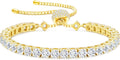 KRKC&CO Moissanite Bolo Tennis Bracelets for Women, 1.6-8.0 ct.tw, Adjustable Length S925 Sterling Silver, Christmas Gifts for Her, Luxury Box, 2/3/4mm D Color VVS1 White/14K/24K/Rose Gold Plated