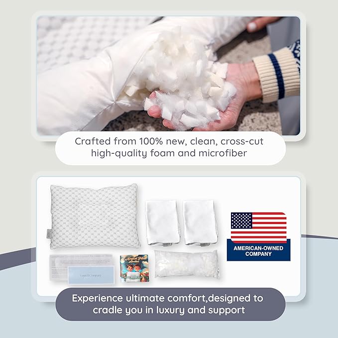 Lussi & Company Toddler Pillow 2 Year Old-13x19 Toddler Pillow - Pillow Protector-Toddler Pillows for Sleeping-Kids Pillow-Travel Pillows-Ergonomic Pillows for Kids-Patent Pending (White)