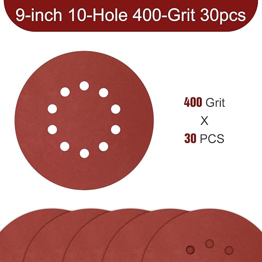 9 Inch 10 Holes Sanding Disc 400 Grit Drywall Sandpaper 30PCS - Image 2