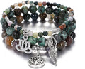 UEUC Tree of Life Yoga Healing Stone Bracelets,Multilayer Lotus Chakra Stone Reiki Bracelet Sets,Anxiety Crystal Natural Stone,for Women Stress Relief