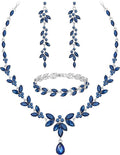 Wedding Jewelry Sets for Bride Bridesmaid Bridal Jewelry Set for Women Wedding Crystal Necklace Earrings Bracelet Set for Party Prom Jewelry