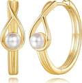 Gold Hoop Earrings for Women 14K Gold Earrings for Women Pearl Hoops Earring for Womens Hoop Gentle Romantic Design Womens Hoops Earring