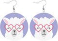 Swono Dinosaurs Round Faux Leather Earrings for Women Adorable Funny Cartoon Dragon Animal Tree Funny Lightweight Double-Side Printed Drop Dangle Earring for Birthday Party Gift
