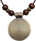 GelConnie Boho Necklaces for Women Vintage Silver Circles Long Pendant Necklace Cowgirl Sweater Necklace Adjustable Leather Choker Necklace for Women