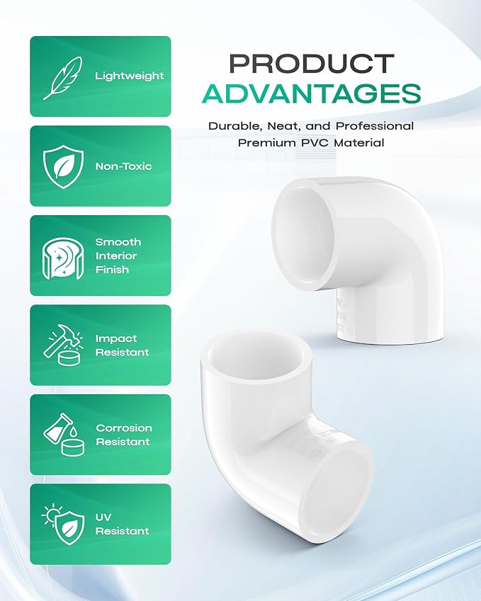 4 Inch PVC Fittings 90 Degree Elbow, Furniture Build Grade SCH40 White PVC Pipe - Image 5