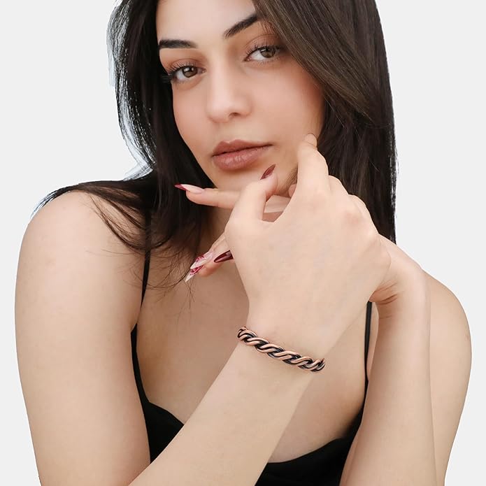 Handmade Elegant Copper Bracelet for Women and Men-Pure Copper Bracelet for Pain Relief and Stress Relief-Adjustable, Thickest, Twisted Copper Wire Bracelet to Fit many Size Wrist(folded)