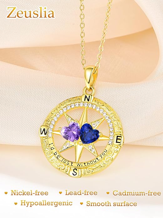 Valentine's Day Gifts for Wife 925 Sterling Silver Double Birthstone Pendant Necklaces I Love You for Always and Forever Necklace Anniversary Birthday Gifts for Wife Girlfriend Mom Her