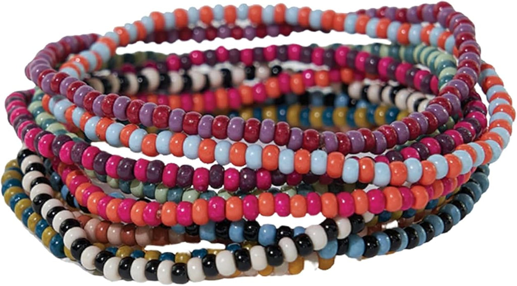 INK + ALLOY 10-Strand Stacking Beaded Bracelets for Women – Mixed Patterns Bracelet Stack - Adjustable Stretch Fit - Handmade Boho Bracelets for Women - Perfect for Any Occasion