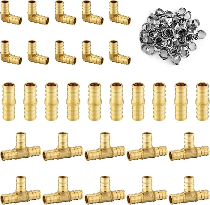 100 Pack Foskan 3/4 Inch PEX Barb Crimp Fittings Set | 10 Pieces Each:Elbow by Unknown