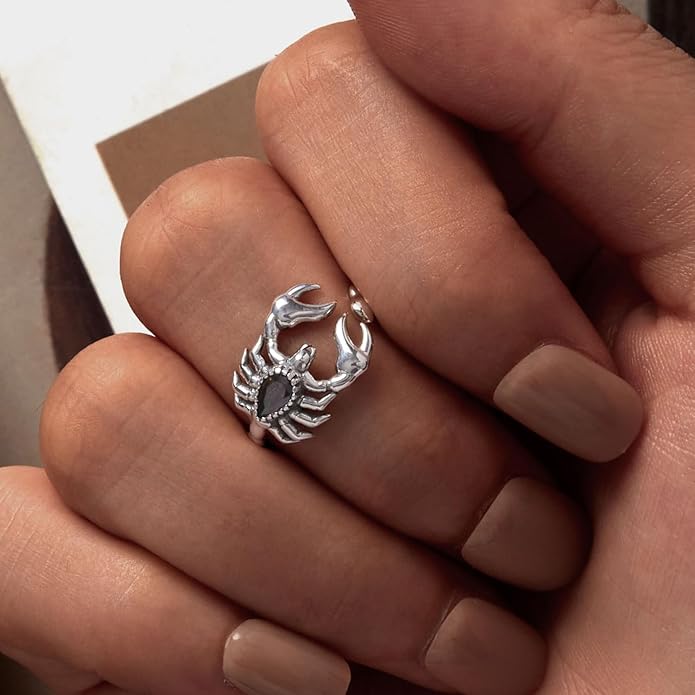 WOSTU Animal Open Adjustable Ring Playful Cat Dachshund Snake Koi Fish Hummingbird Bat Heart Feather Stacking Ring for Women, Sterling Silver Plated Pet Memorial Jewelry Gift for Cat Lovers