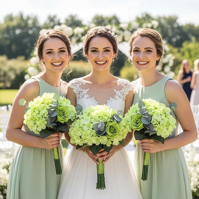 Auihiay 64Pcs Green Hydrangea Flowers, Silk Hydrangeas | - Image 5