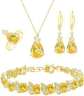 GZWHD Jewelry Set for Women CZ Earrings Necklace Ring Bracelet Set Prom Party Wedding Jewelry Gift for Mother Friend Wife
