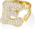 KissYan Bubble Initial Ring Valentines Day Gifts for Women, 14k Gold Plate Balloon Jumbo Letter Rings Open Adjustable Dainty Pave CZ Personalized Fashion Trendy Statement Jewelry