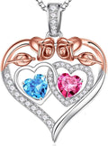 Iefil Valentines Day Gifts for Her - 925 Sterling Silver Rose Heart Necklaces for Women, Anniversary Birthday Gifts for Wife Girlfriend Mom