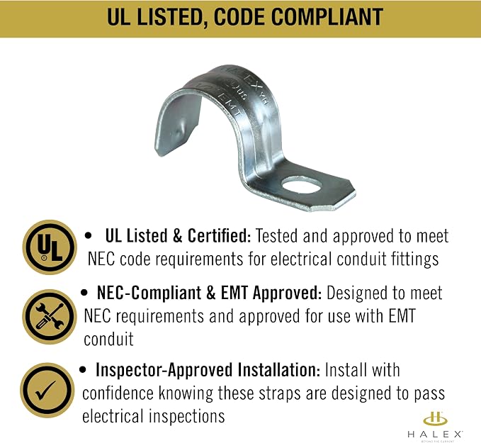 Halex 1 in. EMT Conduit Strap, One Hole, Galvanized Steel, Electrical metallic - Image 4