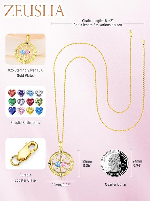 Valentine's Day Gifts for Wife 925 Sterling Silver Double Birthstone Pendant Necklaces I Love You for Always and Forever Necklace Anniversary Birthday Gifts for Wife Girlfriend Mom Her