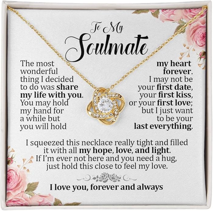 To My Beautiful Soulmate Necklace For Women, Necklace For Wife From Husband, Girlfriend Necklace From Boyfriend, Wife Birthday Gifts From Husband, Gifts Boxes For Women, Soulmate Necklace For Her