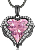 CDE Valentines Day Gifts for Women Angel Wings Necklace for Women with Birthstone, Love Heart Silver Tone/Gold Tone Pendant, Ideal Anniversary or Birthday Jewelry Gifts for Wife Girlfriend Her