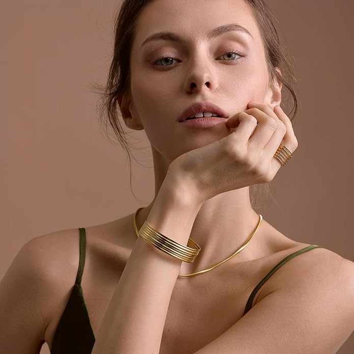 Cuffs Bracelet for Women Minimalist Gold Coil Craft Cuff Bracelet Italian Coil Craft Handmade Jewelry Christama Birtherday Gift