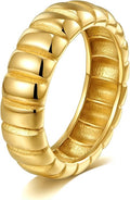 AllenCOCO Chunky Gold Plated Rings for Women - Trendy Cubic Zirconia 14k Gold Filled Stackable Rings