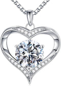MOOSEA Valentines Day Gifts for Her, 1-3ct 925 Sterling Silver Anniversary Birthday Gifts for Women Wife Girlfriend Jewelry Moissanite Necklace